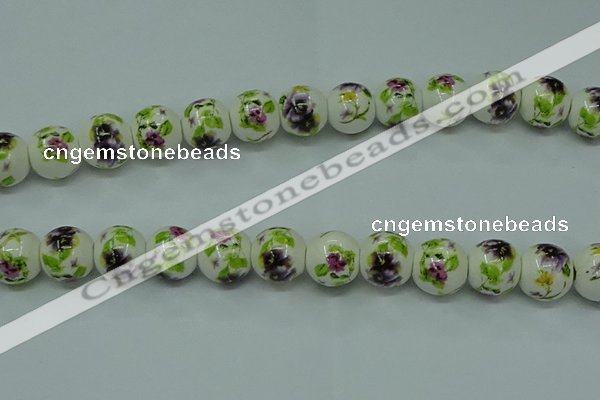 CPB662 15.5 inches 8mm round Painted porcelain beads