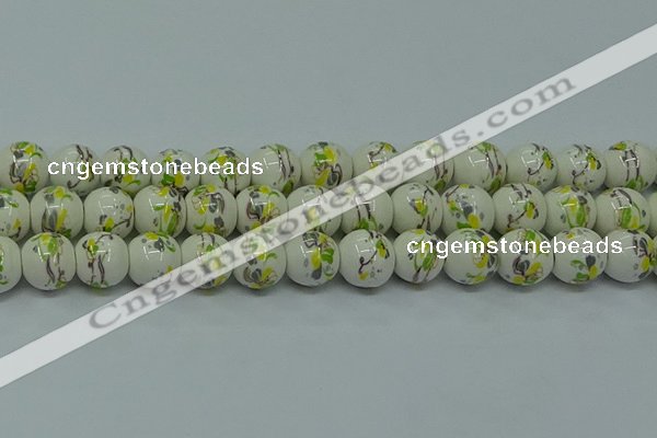 CPB723 15.5 inches 10mm round Painted porcelain beads