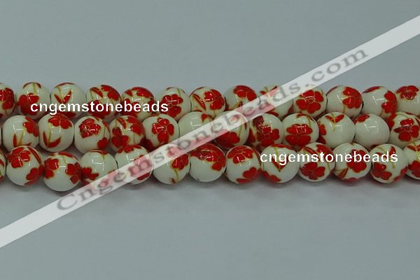 CPB763 15.5 inches 10mm round Painted porcelain beads
