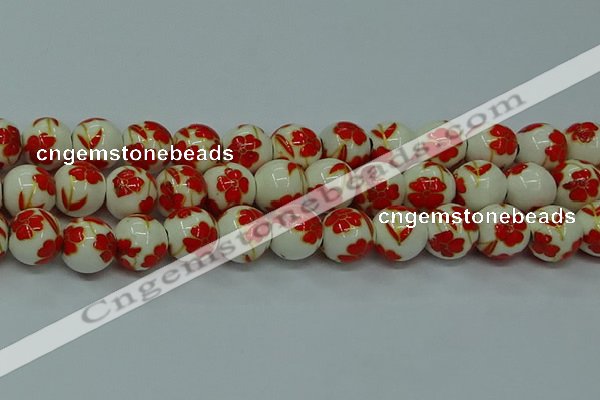 CPB764 15.5 inches 12mm round Painted porcelain beads