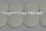 CPB98 15.5 inches 18mm flat round white porcelain beads wholesale
