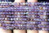 CPC715 15 inches 4mm round natural purple phantom quartz beads