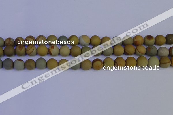 CPJ524 15.5 inches 12mm round matte wildhorse picture jasper beads