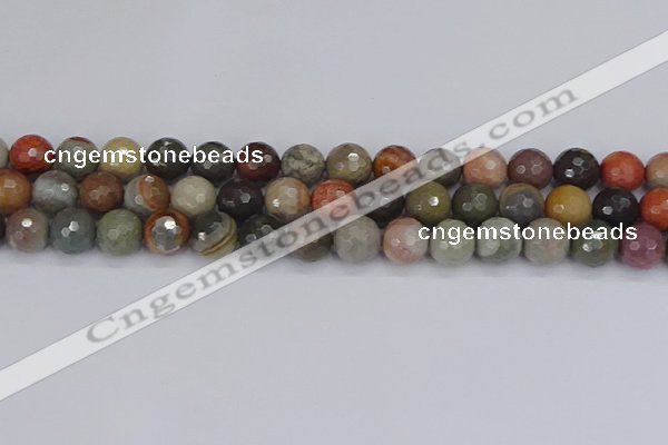 CPJ549 15.5 inches 10mm faceted round polychrome jasper beads
