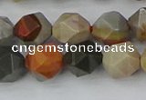 CPJ566 15.5 inches 10mm faceted nuggets polychrome jasper beads