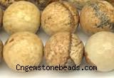 CPJ721 15 inches 8mm faceted round picture jasper beads