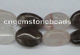 CPQ105 12*16mm oval natural pink crystal & smoky quartz beads
