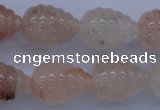 CPQ92 15.5 inches 15*20mm carved teardrop natural pink quartz beads