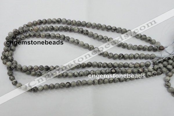 CPT102 15.5 inches 6mm round grey picture jasper beads