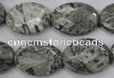 CPT147 15.5 inches 18*25mm faceted oval grey picture jasper beads