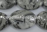 CPT174 15.5 inches 22*30mm oval grey picture jasper beads