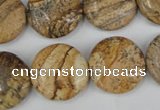 CPT258 15.5 inches 18mm flat round picture jasper beads wholesale