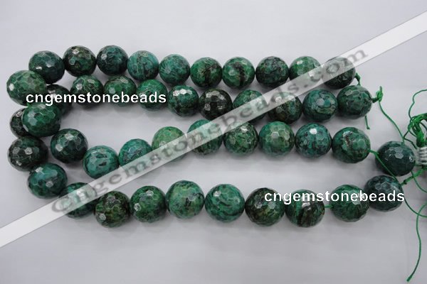 CPT304 15.5 inches 18mm faceted round green picture jasper beads