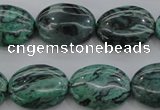 CPT319 15.5 inches 12*16mm oval green picture jasper beads