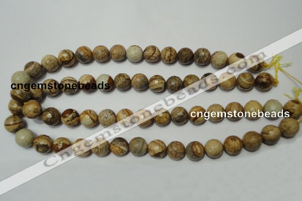 CPT503 15.5 inches 10mm faceted round picture jasper beads wholesale
