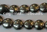 CPY302 15.5 inches 12mm flat round pyrite gemstone beads wholesale
