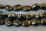 CPY32 16 inches 8*10mm oval pyrite gemstone beads wholesale