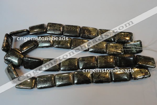 CPY325 15.5 inches 18*25mm rectangle pyrite gemstone beads wholesale