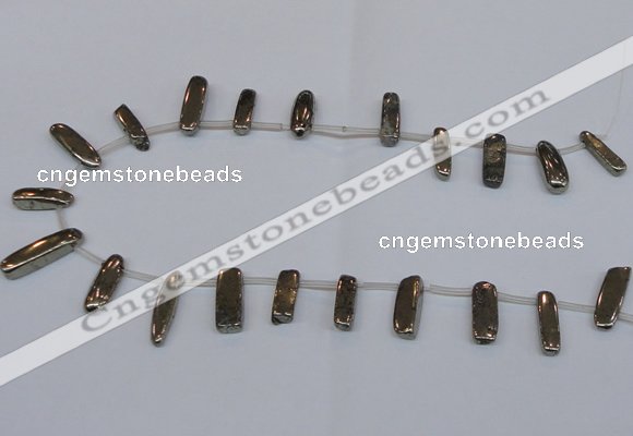 CPY395 Top drilled 7*15mm - 8*20mm sticks pyrite gemstone beads