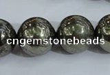 CPY408 15.5 inches 18mm round pyrite gemstone beads wholesale