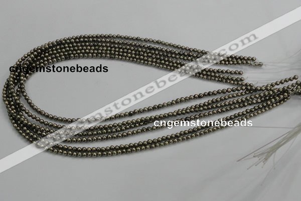 CPY45 16 inches 4mm round pyrite gemstone beads wholesale