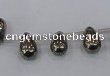 CPY551 Top drilled 8*12mm teardrop pyrite gemstone beads