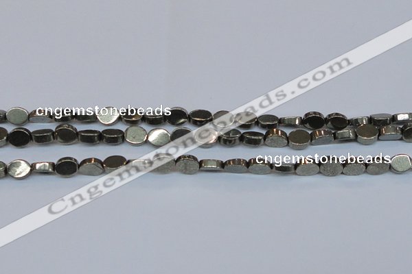 CPY641 15.5 inches 8*10mm oval pyrite gemstone beads wholesale