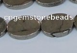 CPY645 15.5 inches 15*20mm oval pyrite gemstone beads wholesale
