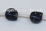 CPY790 Top drilled 14mm carved skull pyrite gemstone beads