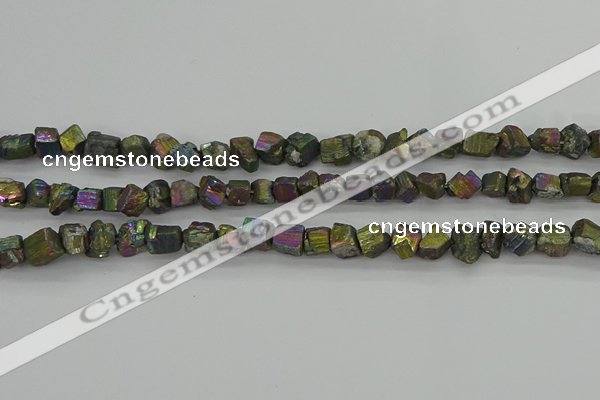CPY803 15.5 inches 6*10mm - 8*12mm nuggets plated pyrite beads