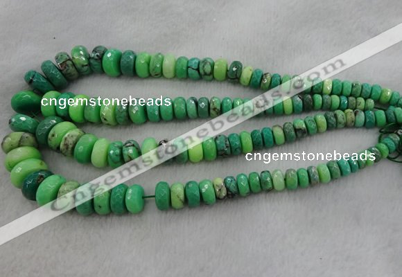 CRB1128 15.5 inches 5*8mm - 9*18mm faceted rondelle grass agate beads