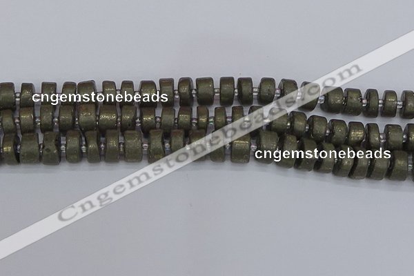 CRB1261 15.5 inches 6*12mm tyre matte pyrite gemstone beads