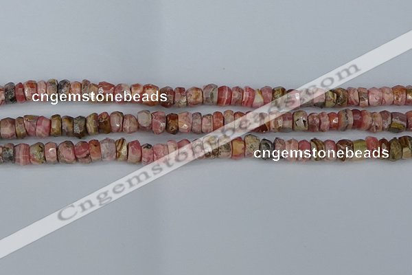 CRB1283 15.5 inches 5*8mm faceted rondelle rhodochrosite beads