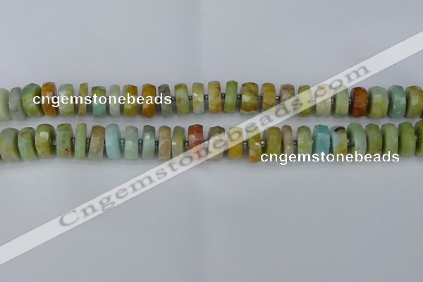 CRB1361 15.5 inches 6*10mm faceted rondelle Chinese amazonite beads