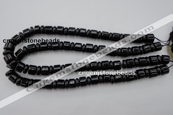 CRB151 15.5 inches 6*12mm & 10*12mm rondelle black agate beads
