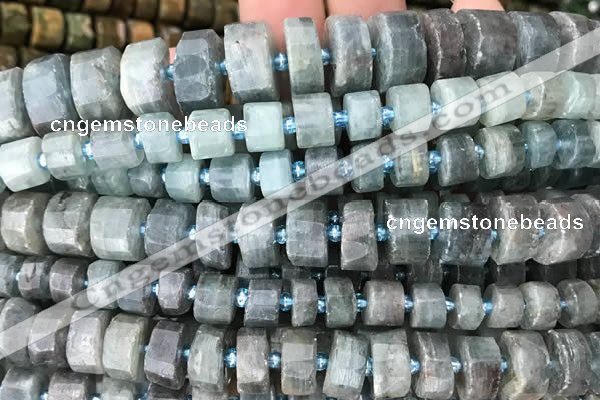 CRB2126 15.5 inches 9mm - 10mm faceted tyre kyanite beads