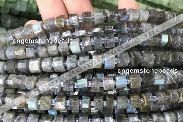 CRB2130 15.5 inches 7mm - 8mm faceted tyre labradorite gemstone beads