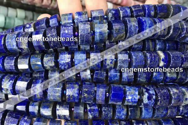 CRB2141 15.5 inches 9mm - 10mm faceted tyre lapis lazuli beads