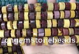 CRB2203 15.5 inches 11mm - 12mm faceted tyre mookaite beads