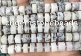 CRB2209 15.5 inches 13mm - 14mm faceted tyre white opal beads