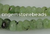 CRB305 5*8mm - 10*14mm faceted rondelle green rutilated quartz beads