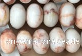 CRB4076 15.5 inches 5*8mm rondelle red net jasper beads wholesale