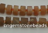 CRB463 15.5 inche 6*10mm tyre matte moonstone gemstone beads