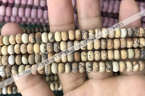 CRB5011 15.5 inches 4*6mm rondelle matte picture jasper beads