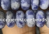 CRB5057 15.5 inches 5*8mm rondelle matte blue spot stone beads