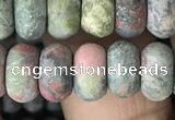CRB5073 15.5 inches 5*8mm rondelle matte unakite beads wholesale