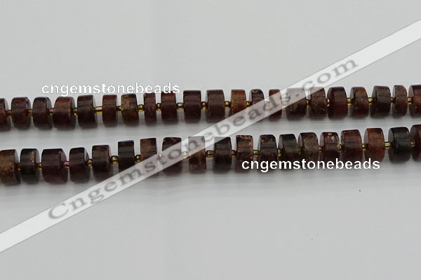 CRB508 15.5 inches 7*14mm tyre orange garnet beads wholesale