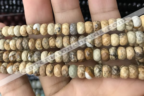 CRB5110 15.5 inches 4*6mm faceted rondelle picture jasper beads
