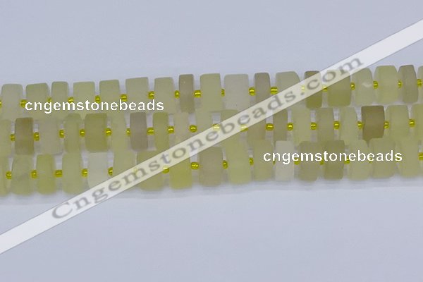 CRB521 15.5 inches 7*14mm tyre matte lemon quartz beads