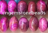 CRB5303 15.5 inches 4*6mm rondelle fuchsia crazy lace agate beads